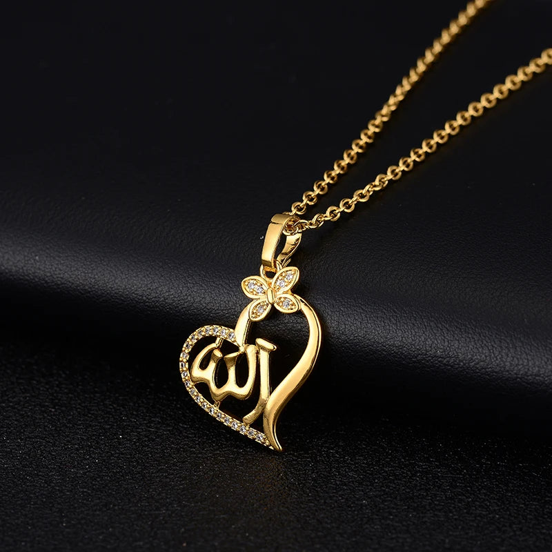 Fashion Middle East Arab Muslim Allah Pendant Necklace for Women Stainless steel chain Gold Color Islamic Religion Jewelry Gift