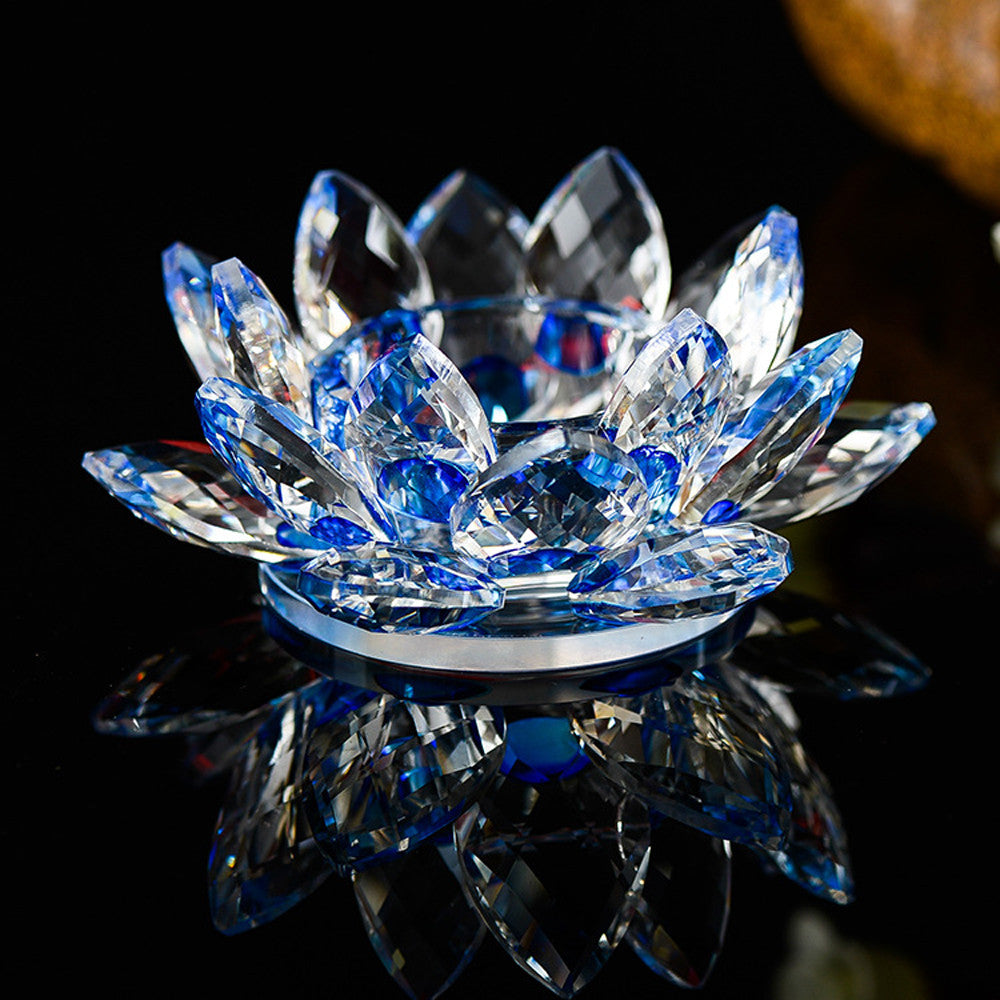 Crystal Glass Lotus Flower Candle Tea Light Holder Buddhist Candlestick Wedding Bar Party Valentine's Day Decor Dropshiping