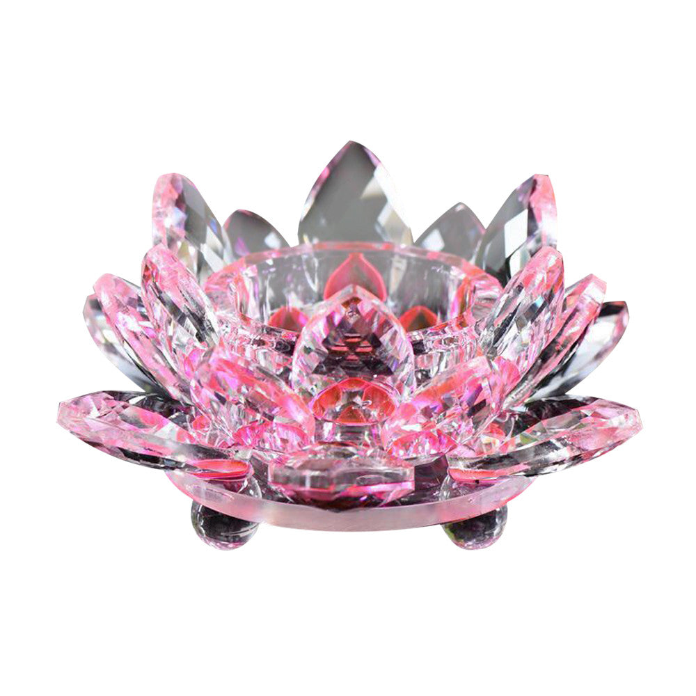 Crystal Glass Lotus Flower Candle Tea Light Holder Buddhist Candlestick Wedding Bar Party Valentine's Day Decor Dropshiping