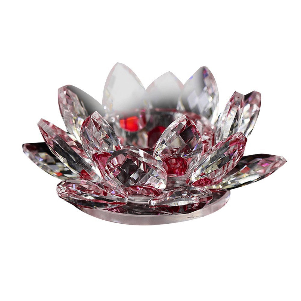 Crystal Glass Lotus Flower Candle Tea Light Holder Buddhist Candlestick Wedding Bar Party Valentine's Day Decor Dropshiping