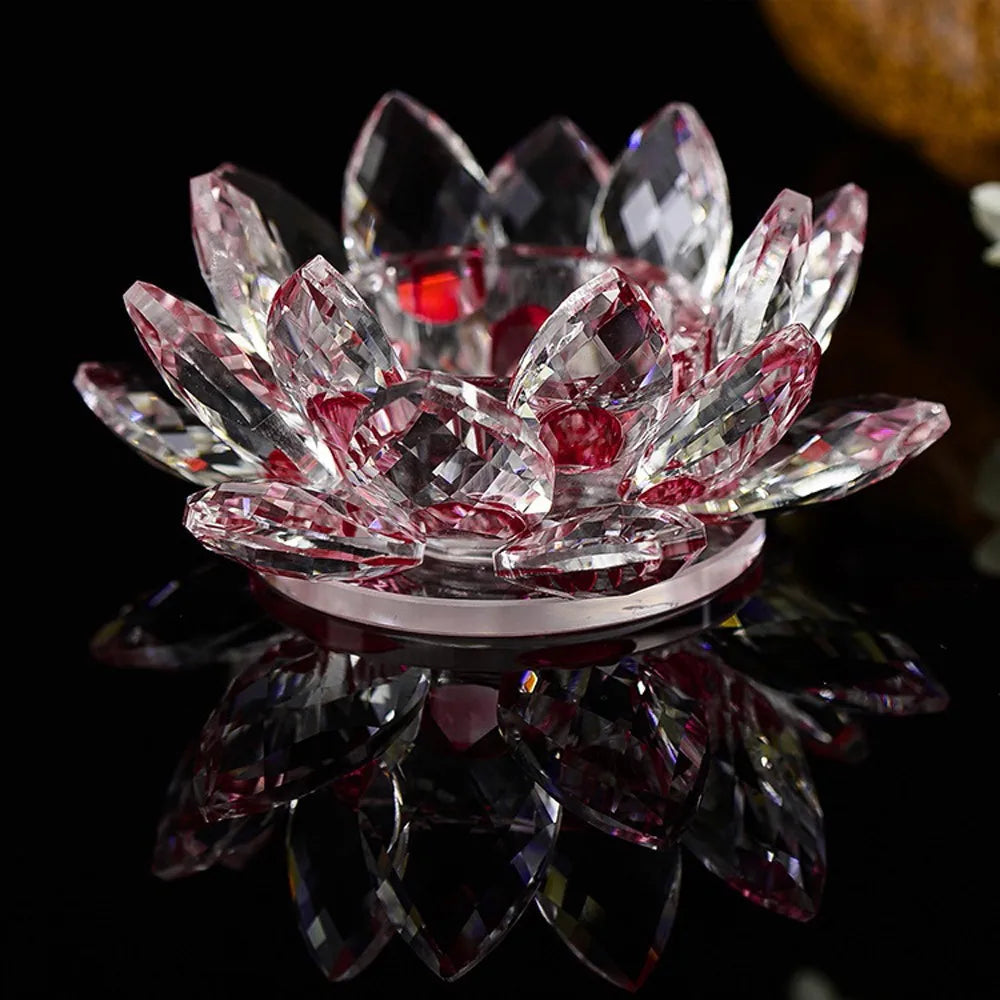 Crystal Glass Lotus Flower Candle Tea Light Holder Buddhist Candlestick Wedding Bar Party Valentine's Day Decor Dropshiping