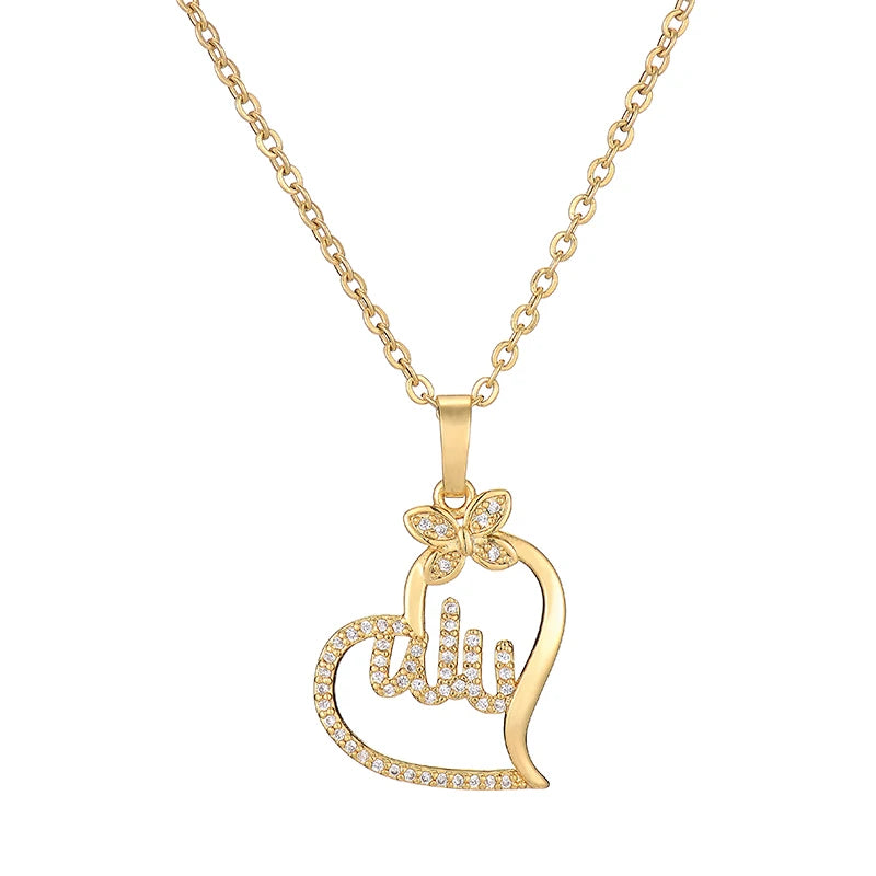 Fashion Middle East Arab Muslim Allah Pendant Necklace for Women Stainless steel chain Gold Color Islamic Religion Jewelry Gift