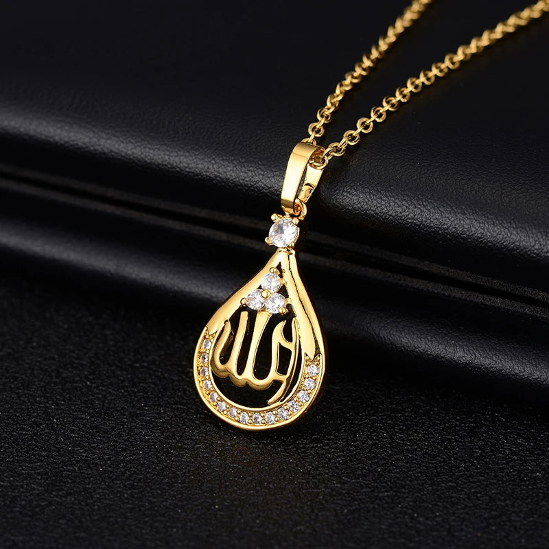 Fashion Middle East Arab Muslim Allah Pendant Necklace for Women Stainless steel chain Gold Color Islamic Religion Jewelry Gift