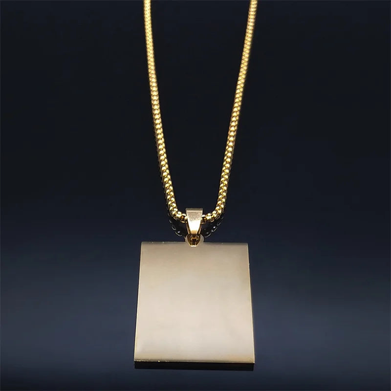 Stainless Steel Muslim Islam Quran Allah Chain Necklaces Gold Color Geometry Pendants Necklaces Jewelry colliers N2280S02