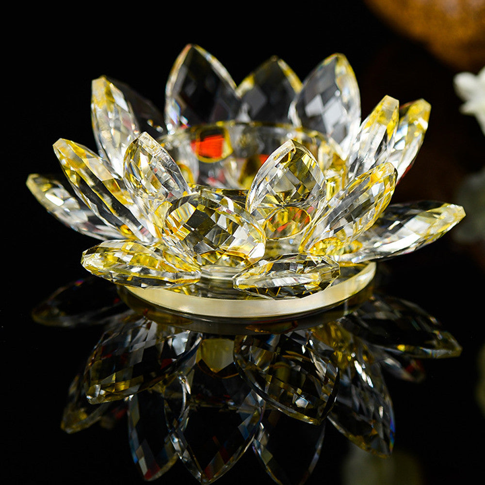 Crystal Glass Lotus Flower Candle Tea Light Holder Buddhist Candlestick Wedding Bar Party Valentine's Day Decor Dropshiping