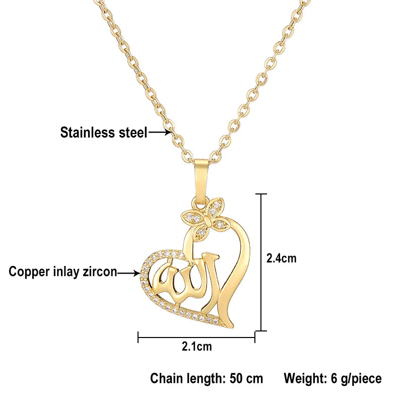 Fashion Middle East Arab Muslim Allah Pendant Necklace for Women Stainless steel chain Gold Color Islamic Religion Jewelry Gift