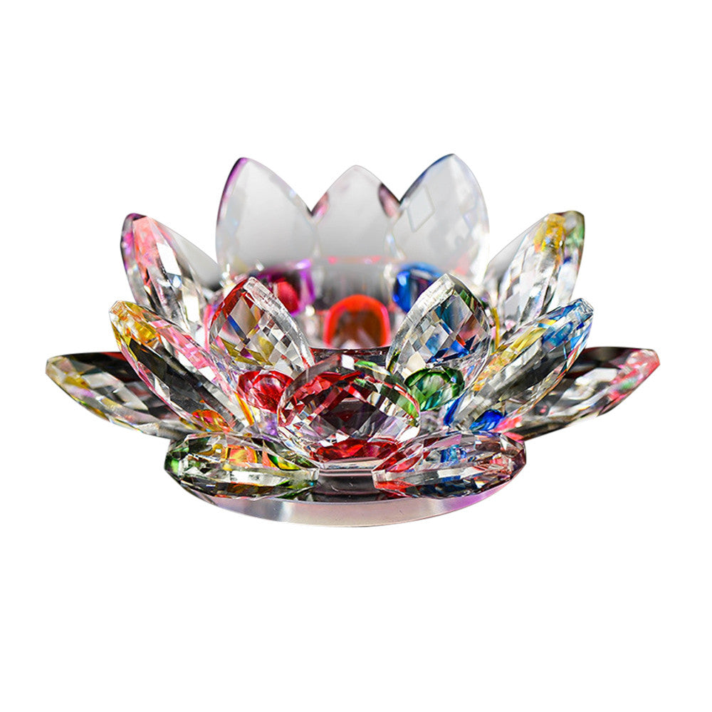 Crystal Glass Lotus Flower Candle Tea Light Holder Buddhist Candlestick Wedding Bar Party Valentine's Day Decor Dropshiping