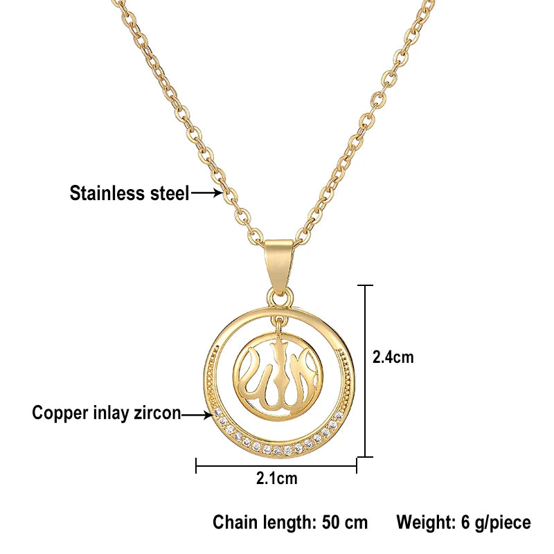 Fashion Middle East Arab Muslim Allah Pendant Necklace for Women Stainless steel chain Gold Color Islamic Religion Jewelry Gift