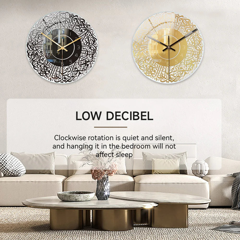 Islamic Ramadan Clock Gold/Black Stereoscopic Acrylic Round Wall Clock Middle East Ramadan Wall Clock Living Room Home Decor