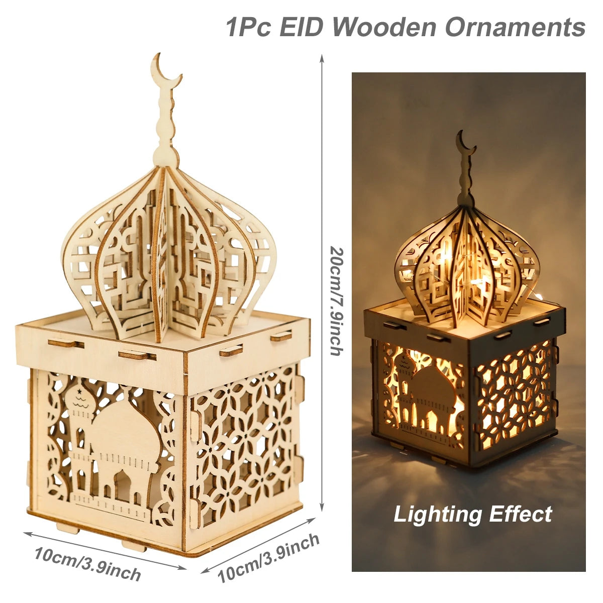 Wooden Palace Ornament Ramadan Decoration For Home 2025 Aid Eid Mubarak Ramadan Kareem Islamic Muslim Festival Party Supplies