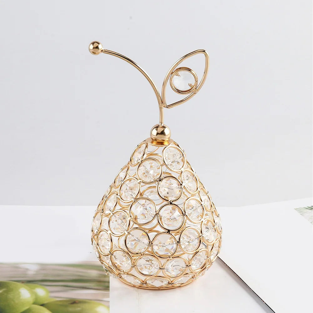 Creative Fruit Ornaments Bling Rhinestone Pineapple Shape Miniatures Snow Pear Crafts Home Wedding Decoration Photography Props