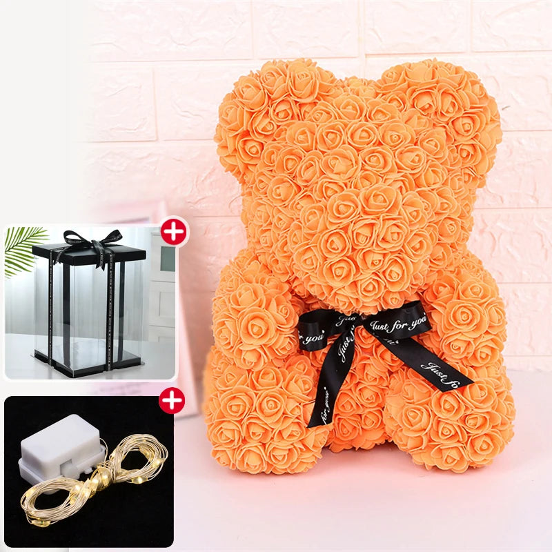 Artificial Rose Bear Light Teddy Bear Gift with Box