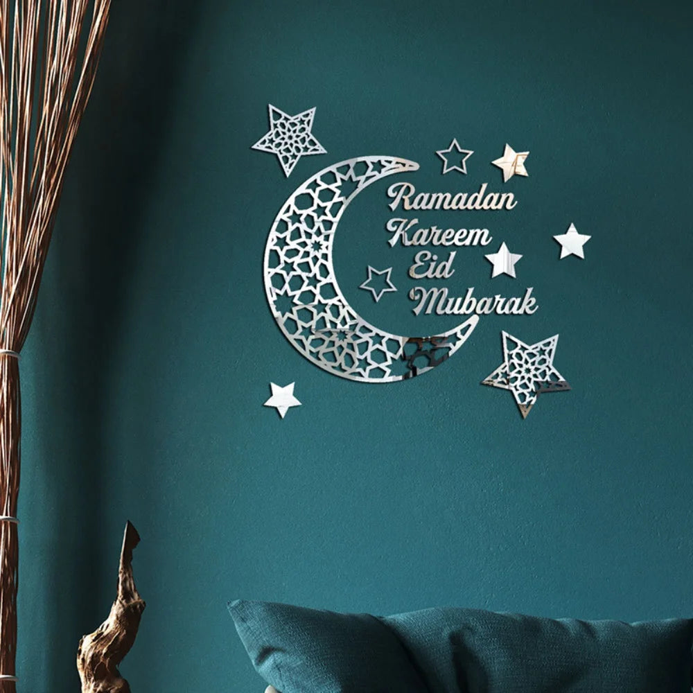 Eid Mubarak Decor Wall Sticker Ramadan Decoration Eid AL Adha Islamic Muslim Party Decor Wall Decal for Home Ramadan Kareem Gift