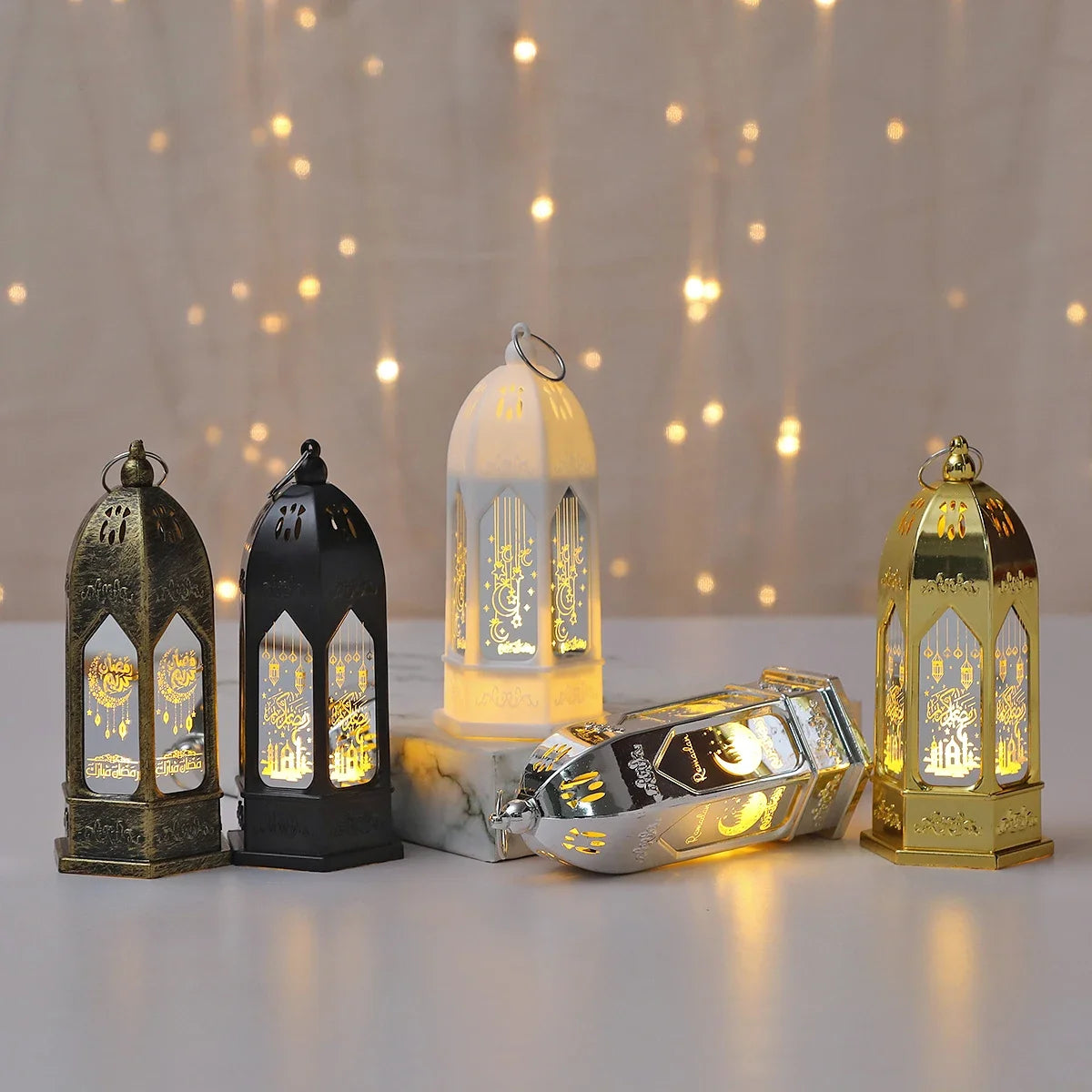 Muslim Ramadan Decor Lantern Ornament EID Mubarak Moon LED Candle Lamp Eid Al Adha Gift Gurbang Ramadan Decoration for Home