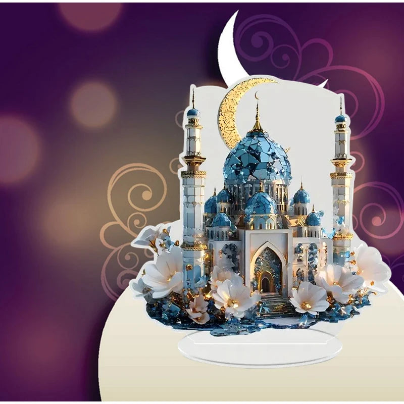 Ramadan Festival 2D Acrylic Moon Castle Craft Ornament 2025 Eid Al-fitr Mubarak Decoration Islamic Muslim Home Party Table Gifts