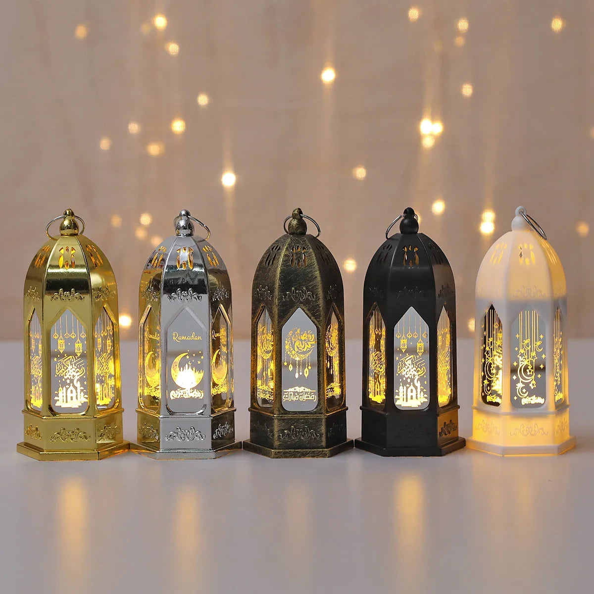 Muslim Ramadan Decor Lantern Ornament EID Mubarak Moon LED Candle Lamp Eid Al Adha Gift Gurbang Ramadan Decoration for Home