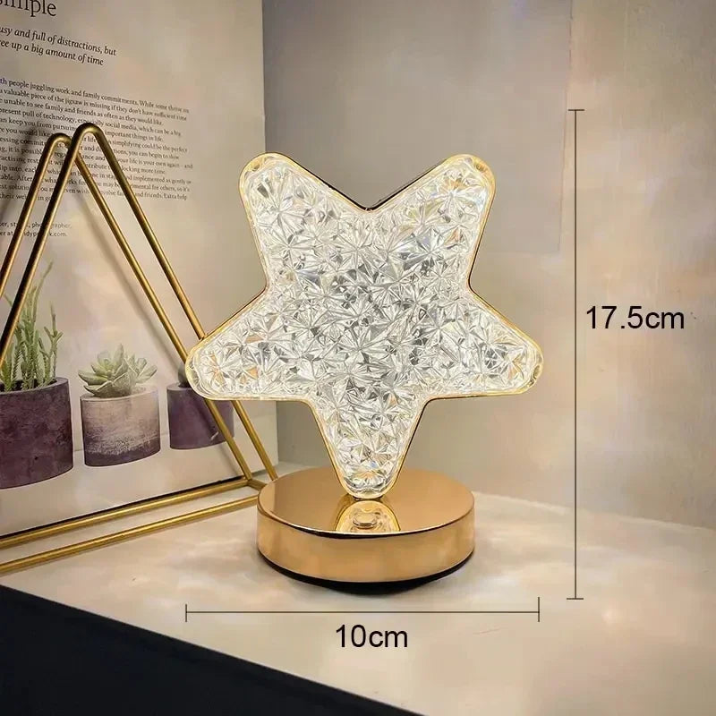 Bedroom Crystal Touch Dimming Night Light Girls Room Home Decor Aesthetics USB Bedside LED Ambient Table 3d Moon Lamp