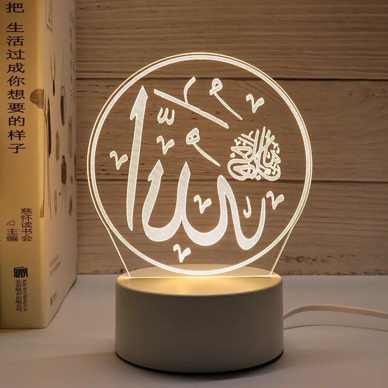 3D Moon Castle Acrylic LED Night Light Eid Mubarak Festival Ornaments Islamic Muslim Party Supplies 2024 Ramadan Home Decoration