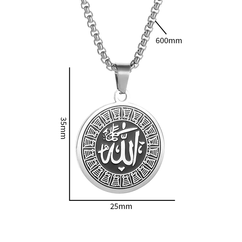 Stainless Steel Muslim Arabic Islamic Religious Pendant Necklace Men Women Amulet Jewelry Ramadan Gift