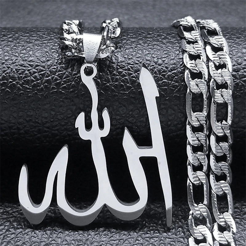 Arabic Allah God Pendant Necklace for Men Women Stainless Steel Gold Plated Islamic Muslim Amulet Necklaces Jewelry N3238S05