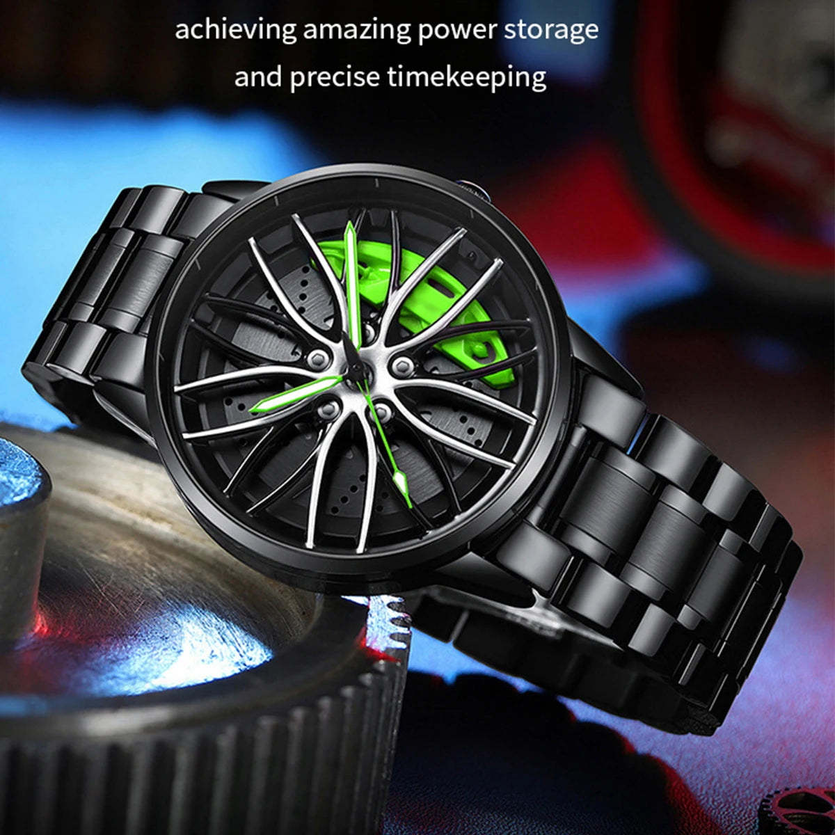 2024 New Stainless Steel Quartz Car Watch with Rotating Dial Sports Style Black Wristwatch by VA AV VOOM Top Brand