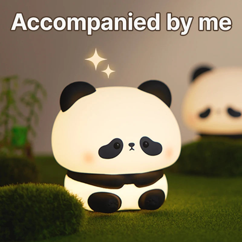 Panda LED Night Light Silicone USB Rechargeable Touch Lamp for Bedroom Timing Decoration Cute Animal Design Children's Gift