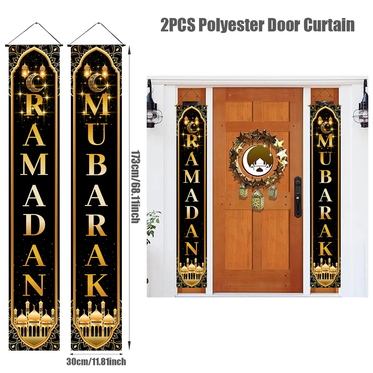 Ramadan Decoration 2025 Door Banner EID Mubarak Decor for Home Porch Banner Ramadan Kareem Islamic Muslim Party Eid Al-Fitr Gift