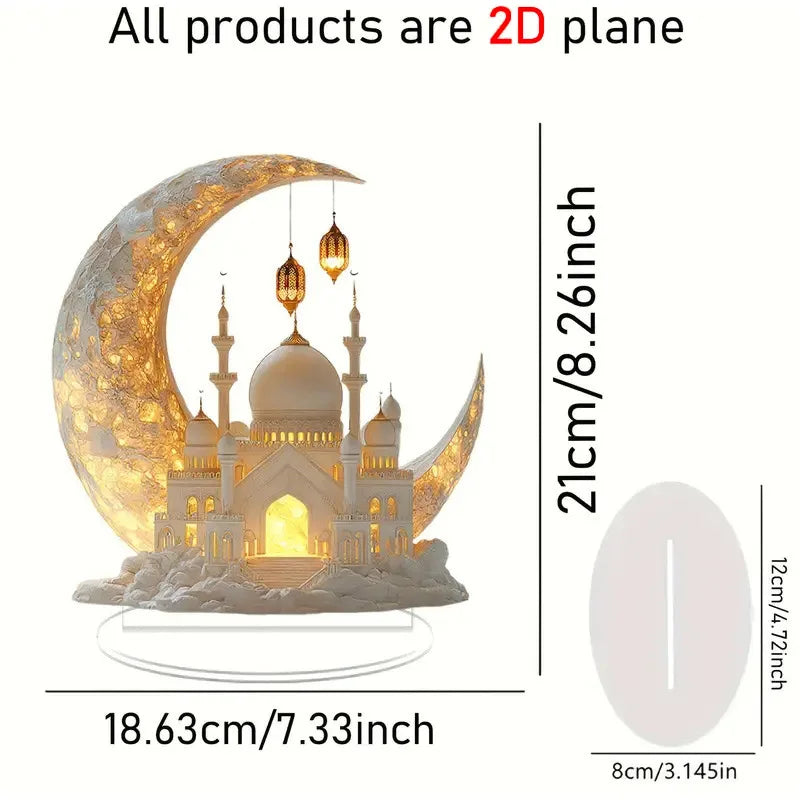 Ramadan Festival 2D Acrylic Moon Castle Craft Ornament 2025 Eid Al-fitr Mubarak Decoration Islamic Muslim Home Party Table Gifts