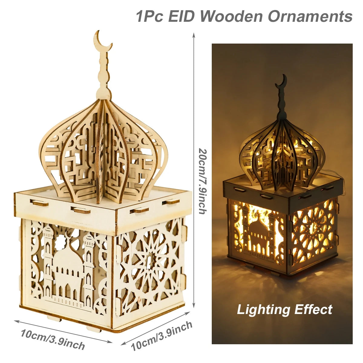 Wooden Palace Ornament Ramadan Decoration For Home 2025 Aid Eid Mubarak Ramadan Kareem Islamic Muslim Festival Party Supplies