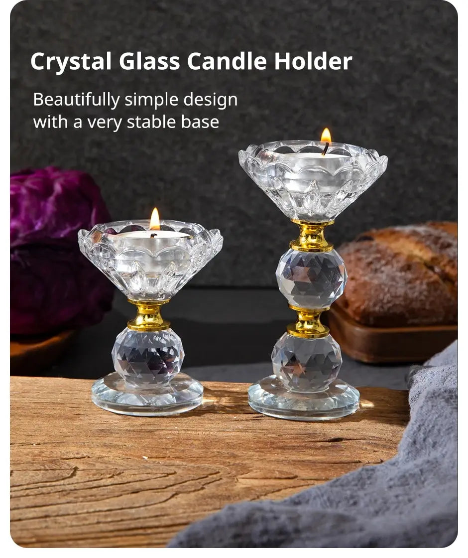 1 Pc Creative Transparent Diamond Crystal Glass Candle Holder Home Bedroom Living Room Dining Table Ambience Making Decoration