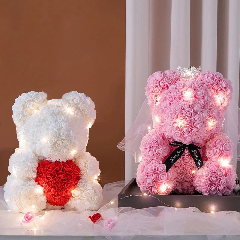 Artificial Rose Bear Light Teddy Bear Gift with Box