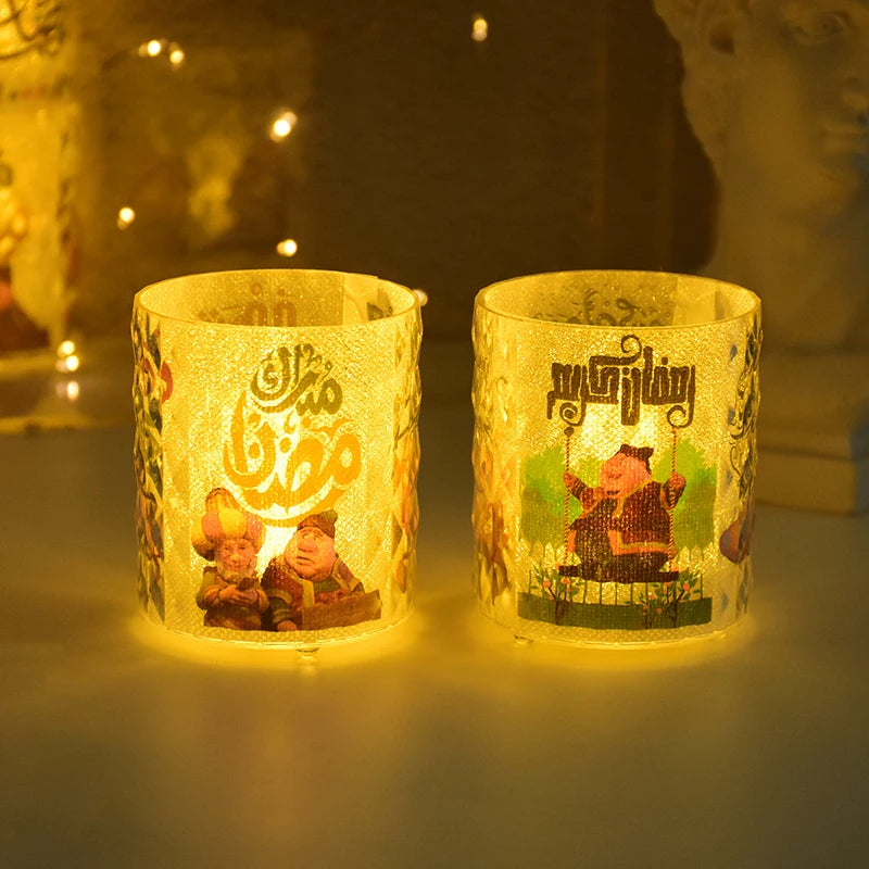 Ramadan Kareem Led Candle Light Eid Mubarak Decoration for Home Islamic Muslim Party Favors Supply Eid Al-Fitr Ornaments Lantern