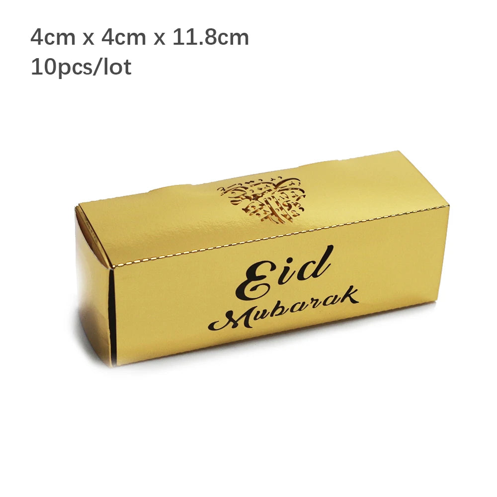 10Pcs Ramadan Gift Boxes Eid Mubarak Paper Gift Packing Boxes Gold Hollow Ramadan Gift Candy Packages Ramadan Decoration 2025