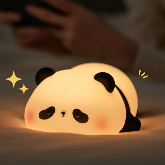 Panda LED Night Light Silicone USB Rechargeable Touch Lamp for Bedroom Timing Decoration Cute Animal Design Children's Gift