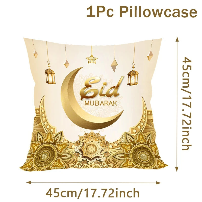 Eid Mubarak Cushion Cover Pillow Case Ramadan Kareem Decoration For Home 2025 Muslim Islam Party Decor Gift Eid Al Adha Supplies