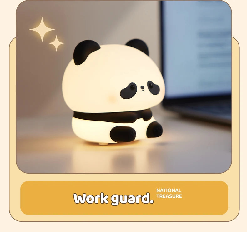 Panda LED Night Light Silicone USB Rechargeable Touch Lamp for Bedroom Timing Decoration Cute Animal Design Children's Gift