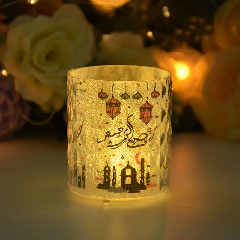 Ramadan Kareem Led Candle Light Eid Mubarak Decoration for Home Islamic Muslim Party Favors Supply Eid Al-Fitr Ornaments Lantern