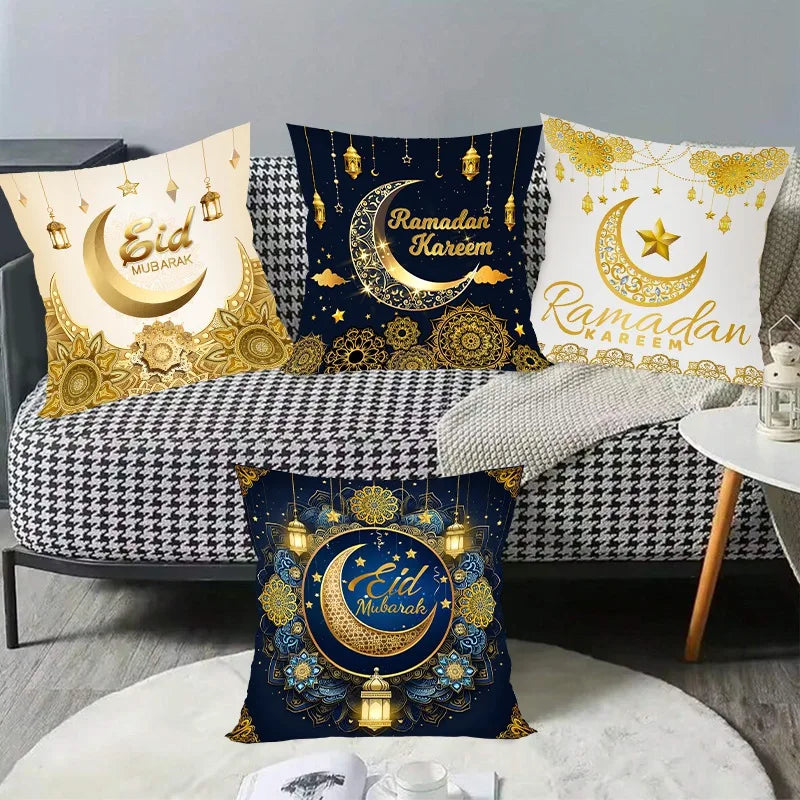 Eid Mubarak Cushion Cover Pillow Case Ramadan Kareem Decoration For Home 2025 Muslim Islam Party Decor Gift Eid Al Adha Supplies