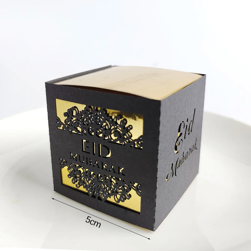 10Pcs Ramadan Gift Boxes Eid Mubarak Paper Gift Packing Boxes Gold Hollow Ramadan Gift Candy Packages Ramadan Decoration 2025