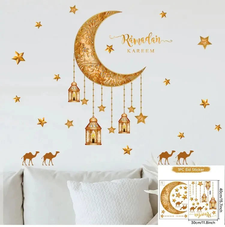 Eid Window Stickers Ramadan Decoration Eid Mubarak Decor for Home 2025 Ramadan Kareem Islam Muslim Party Supplies Eid Al-fitr