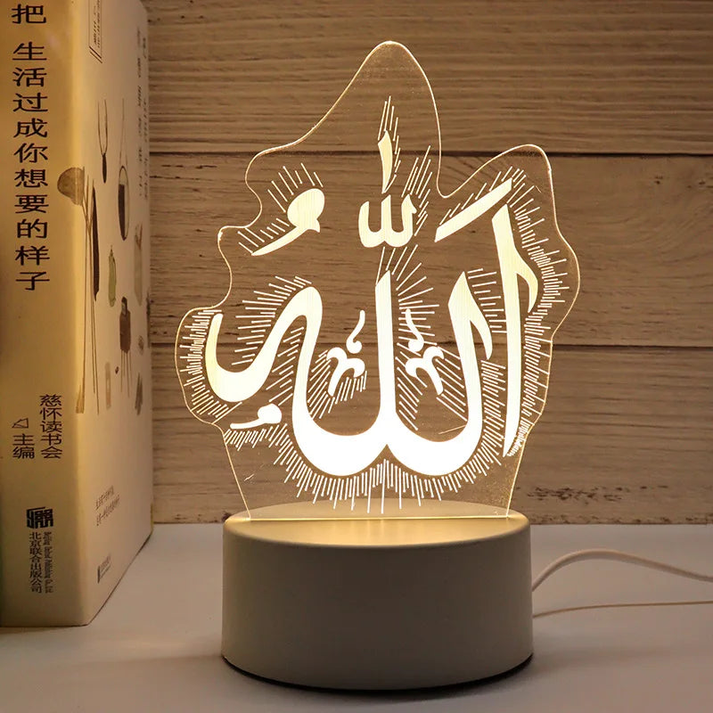 3D Moon Castle Acrylic LED Night Light Eid Mubarak Festival Ornaments Islamic Muslim Party Supplies 2024 Ramadan Home Decoration