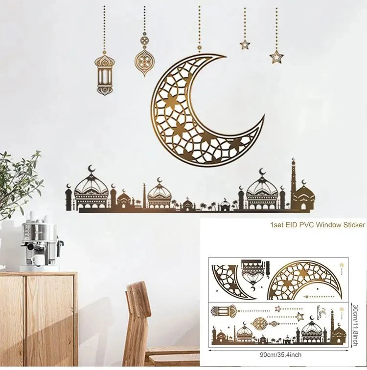 Eid Window Stickers Ramadan Decoration Eid Mubarak Decor for Home 2025 Ramadan Kareem Islam Muslim Party Supplies Eid Al-fitr