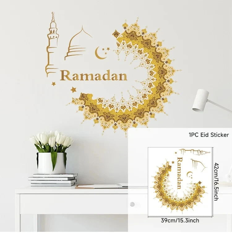 Eid Window Stickers Ramadan Decoration Eid Mubarak Decor for Home 2025 Ramadan Kareem Islam Muslim Party Supplies Eid Al-fitr