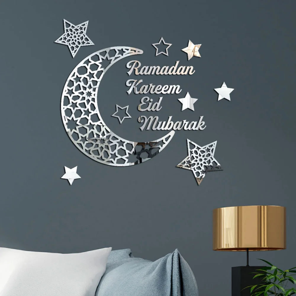 Eid Mubarak Decor Wall Sticker Ramadan Decoration Eid AL Adha Islamic Muslim Party Decor Wall Decal for Home Ramadan Kareem Gift