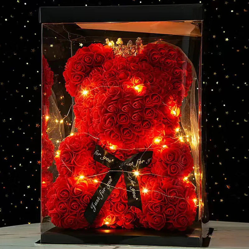 Artificial Rose Bear Light Teddy Bear Gift with Box