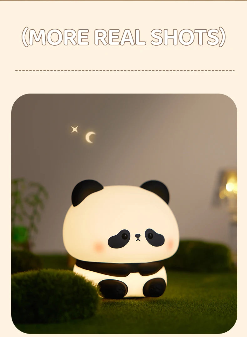 Panda LED Night Light Silicone USB Rechargeable Touch Lamp for Bedroom Timing Decoration Cute Animal Design Children's Gift