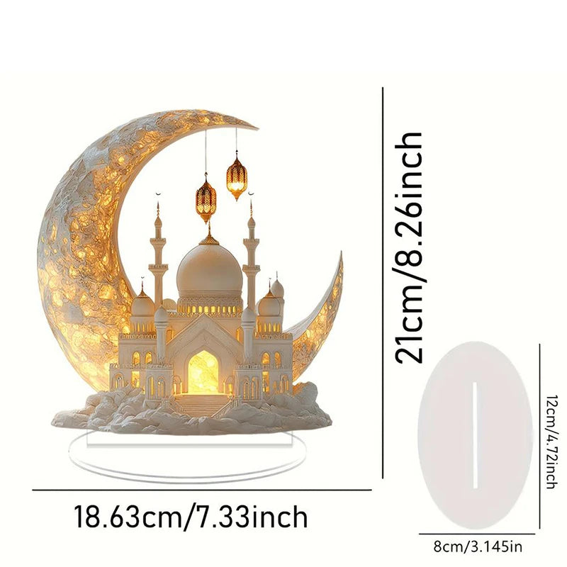 Ramadan Festival 2D Acrylic Moon Castle Craft Ornament 2025 Eid Al-fitr Mubarak Decoration Islamic Muslim Home Party Table Gifts