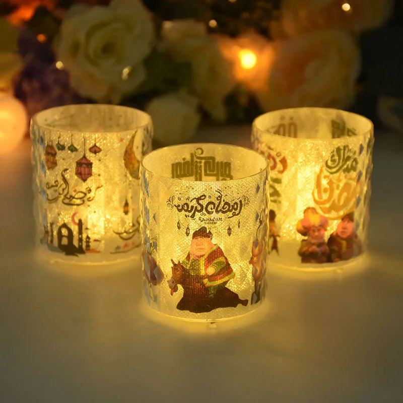 Ramadan Kareem Led Candle Light Eid Mubarak Decoration for Home Islamic Muslim Party Favors Supply Eid Al-Fitr Ornaments Lantern