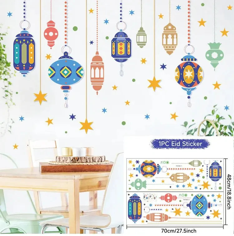 Eid Window Stickers Ramadan Decoration Eid Mubarak Decor for Home 2025 Ramadan Kareem Islam Muslim Party Supplies Eid Al-fitr