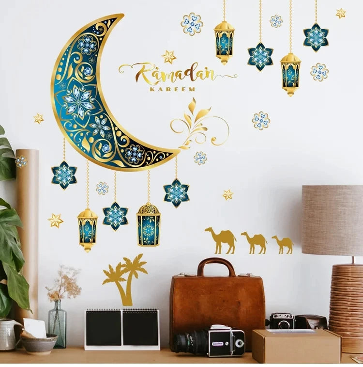 Eid Window Stickers Ramadan Decoration Eid Mubarak Decor for Home 2025 Ramadan Kareem Islam Muslim Party Supplies Eid Al-fitr